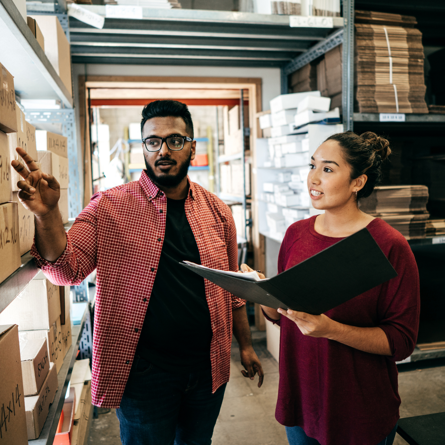 work team reviewing inventory